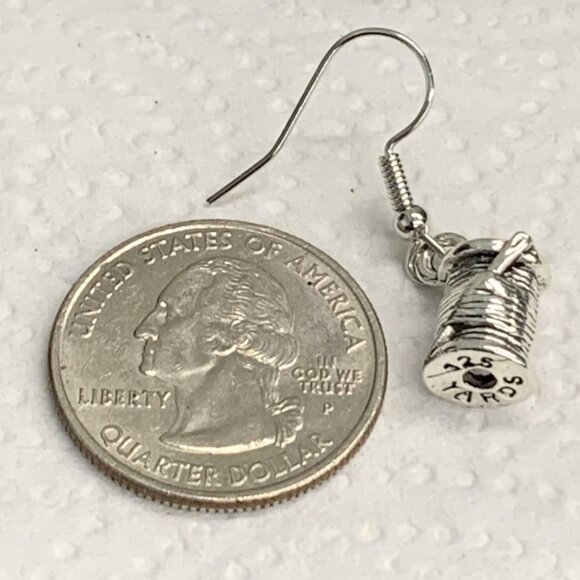 Thread Earring, Sewing Earring, Yarn Earring, Gift Idea, Silly Earring, Crochet - Picture 3 of 5